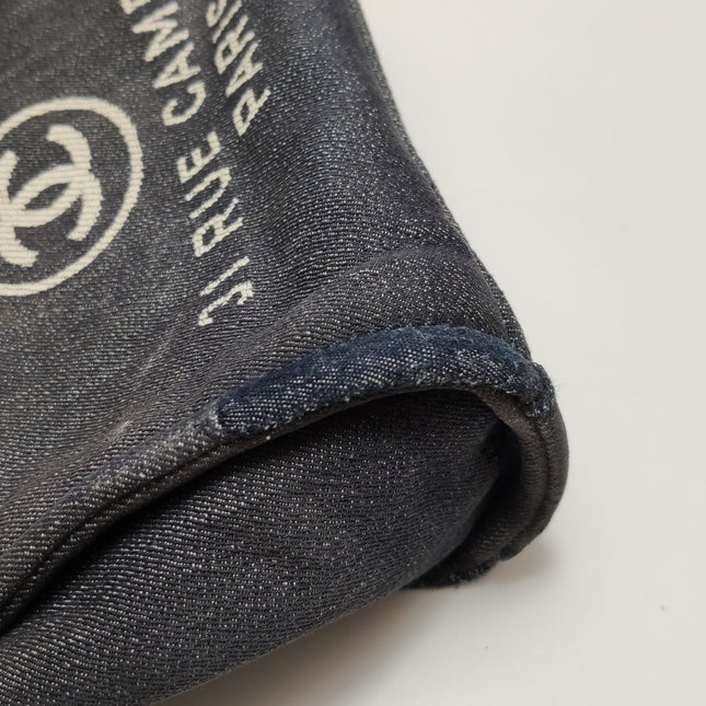 Chanel North South Deauville Tote Small Navy Denim Top Handle Shoulder Bag, 2012-2013