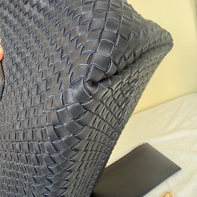 Bottega Veneta Reissued Cabat Intreccio Leather Tote Bag Navy 40cm