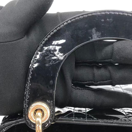 Lady Dior Mini Black Patent Leather Bag with gold hardware Chain Strap