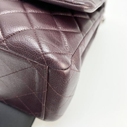 Chanel Classique Grand Modèle Noir Cuir Caviar Double Rabat Métal Argenté
