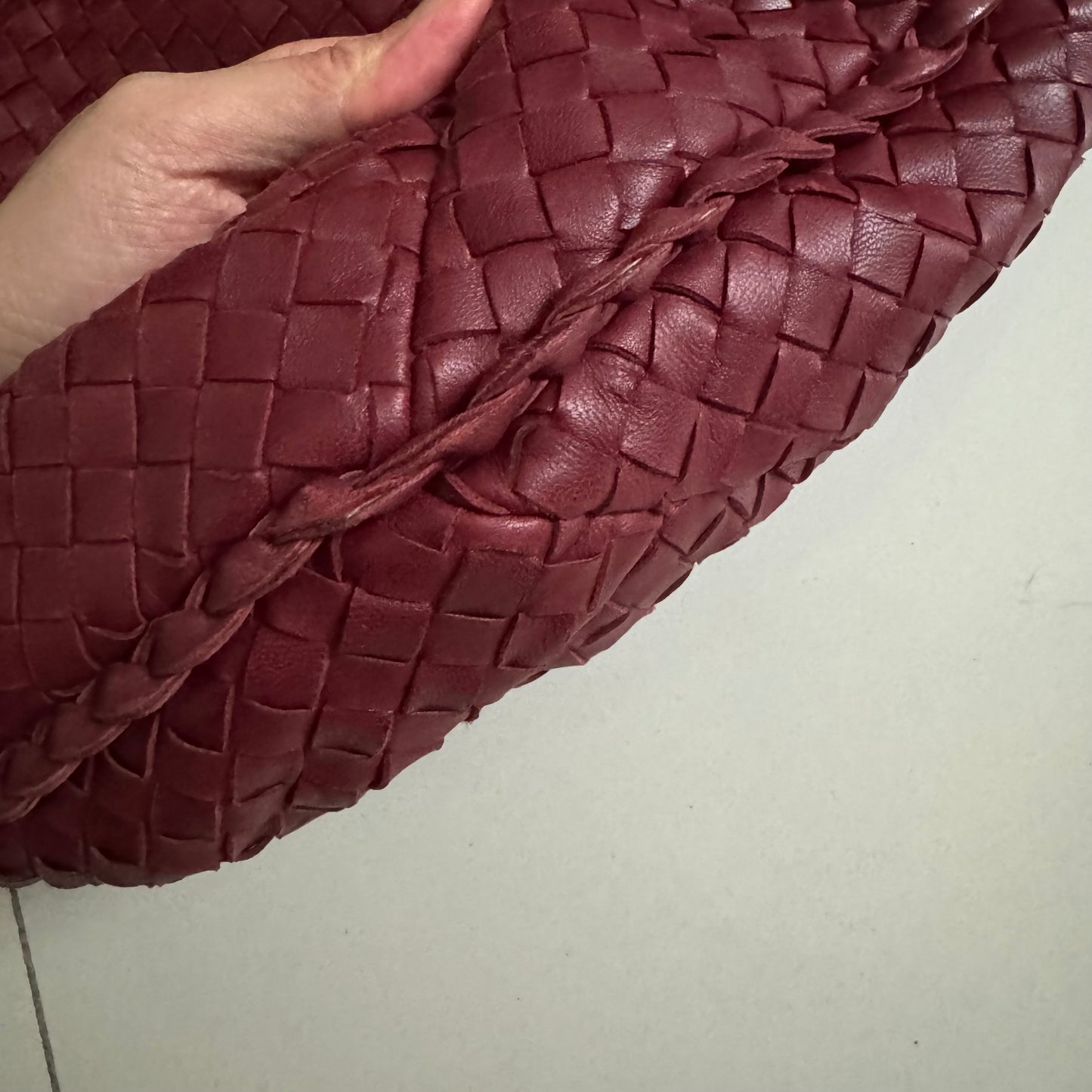 Bottega Veneta Belly Hobo Intrecciato Burgundy Ancora Red Large 50cm