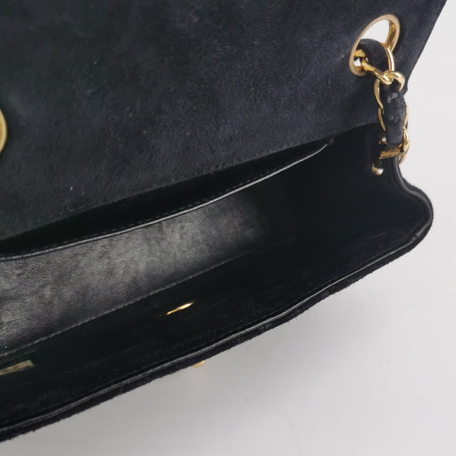 Chanel Classic Flap Extra Mini Black Suede Quilted Gold-tone Hardware