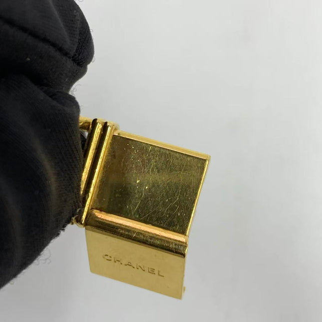 CHANEL Vintage PREMIERE Watch Small Black Leather and 24KT Yellow Gold Plated