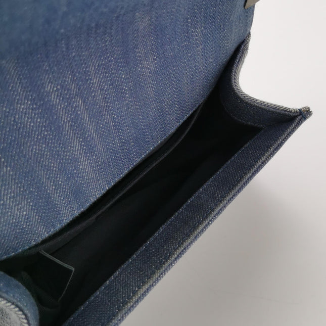 Chanel Le Boy Small Denim Blue Jeans Chevron Stitching Silver Hardware