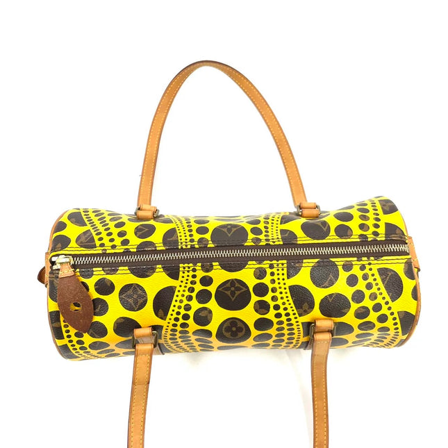 Louis Vuitton x Kusama Papillon 28 Yellow Polka Dots Handbag