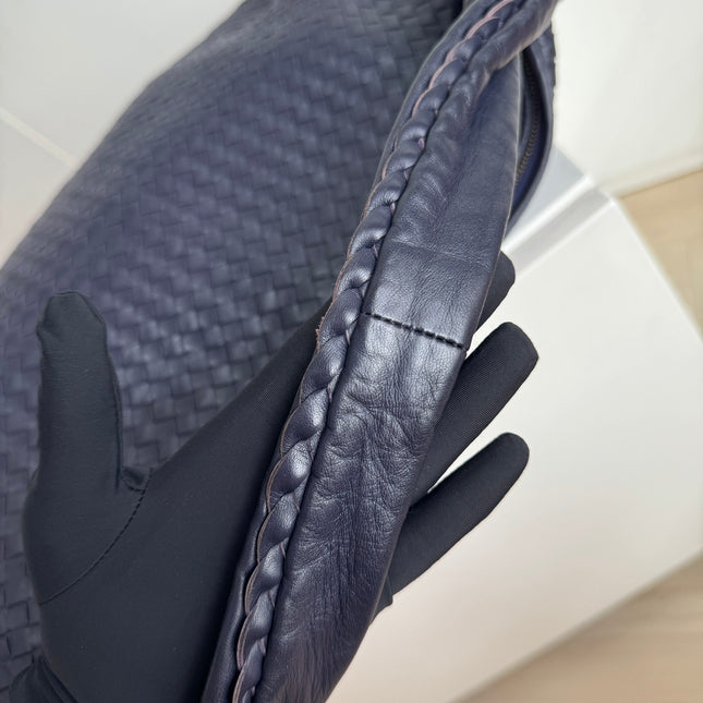 Sold Bottega Veneta Veneta Hobo Maxi Navy Intrecciato Leather Bag 51-53cm