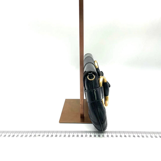 Gucci Horsebit 1955 Chain Large Black Leather and Patent Leather Shoulder Bag