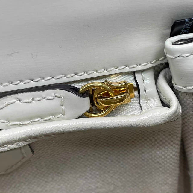 Gucci Bamboo 1947 Top Handle Bag Small White Box Leather Canvas Strap