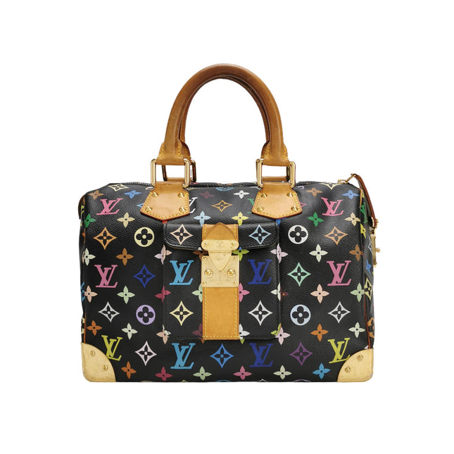 Louis Vuitton x Takashi Murakami Speedy 30 Lock Black Multicolor-Luxbags