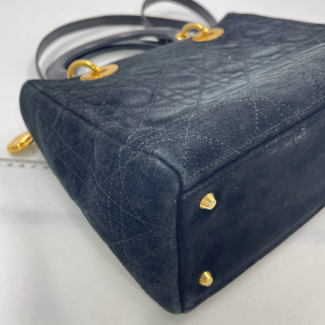 Lady Dior Vintage Medium Black Suede Leather Gold Hardware 1997