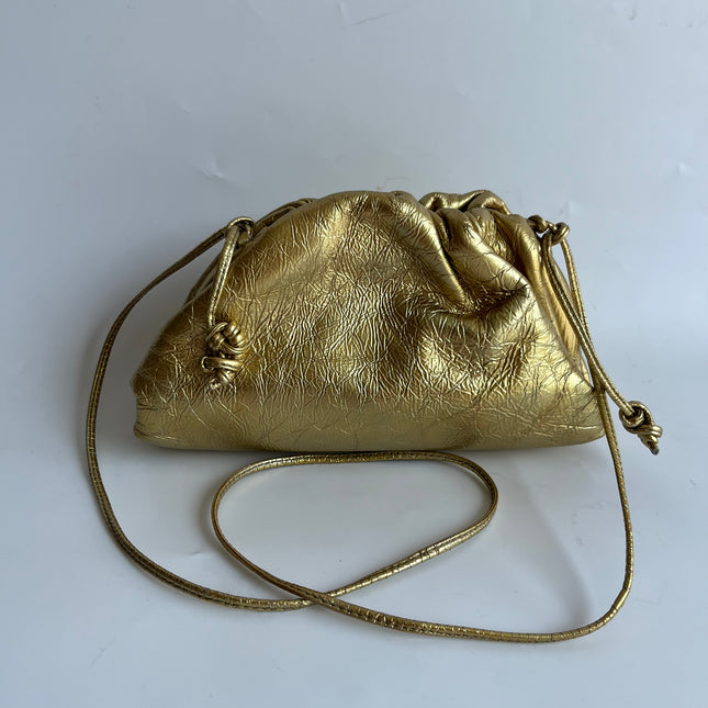 Bottega Veneta Pouch Mini Gold Lambskin Leather Crossbody Bag