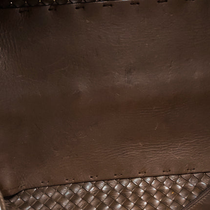 Bottega Veneta Cabat Tote Intreccio Leather Dark Chocolate Brown 44cm