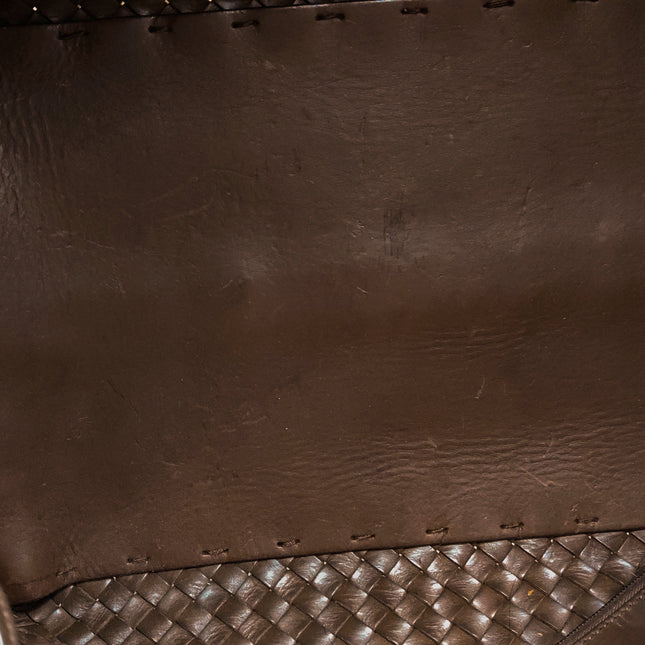 Bottega Veneta Cabat Tote Intreccio Leather Dark Chocolate Brown 44cm