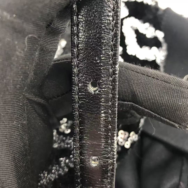 FENDI Mini Bucket White Heart Shaped Sequin Black Bag