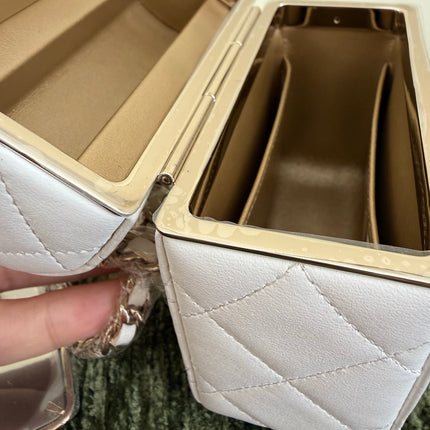 Chanel 22p Mini White Quilted Lambskin Box Clutch Crossbody Bag