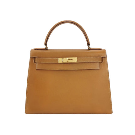 Hermes Kelly 28 Sellier Brown Gold Epsom Leather Gold Hardware 1985