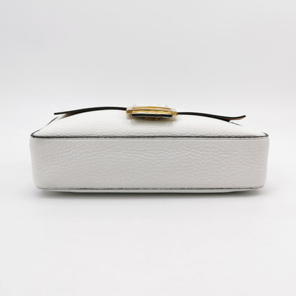 Fendi Baguette Selleria Medium White Calfskin Leather Crossbody Bag