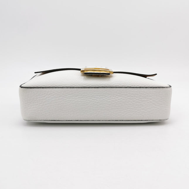 Fendi Baguette Selleria Medium White Calfskin Leather Crossbody Bag