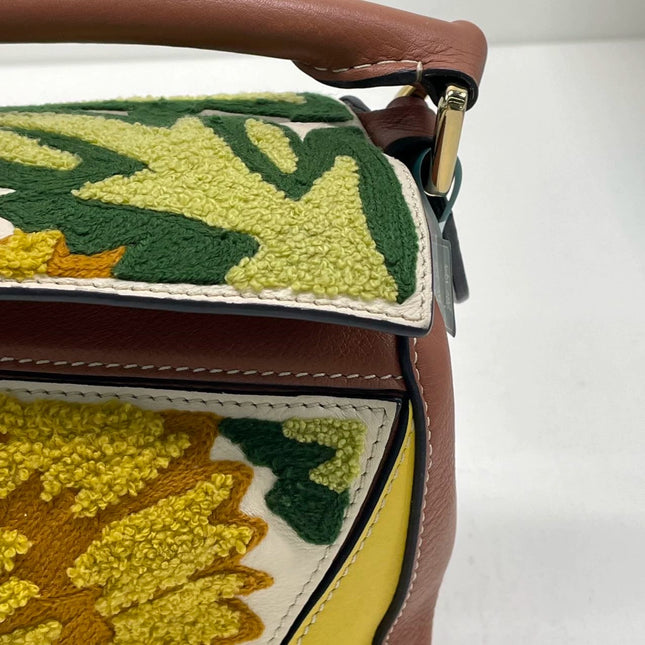 Loewe x William De Morgan Puzzle Small Embroidered Brown Yellow Multicolor