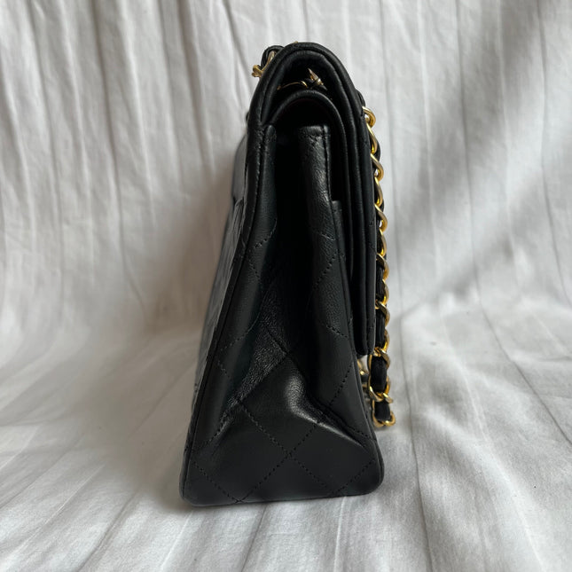 Chanel Classic Flap Medium Vintage Black Lambskin Leather with 24k Gold Hardware