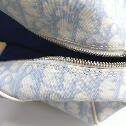 Dior No. 1 Rasta Trotter Bowling Bag Blue Oblique Canvas White Patent Leather