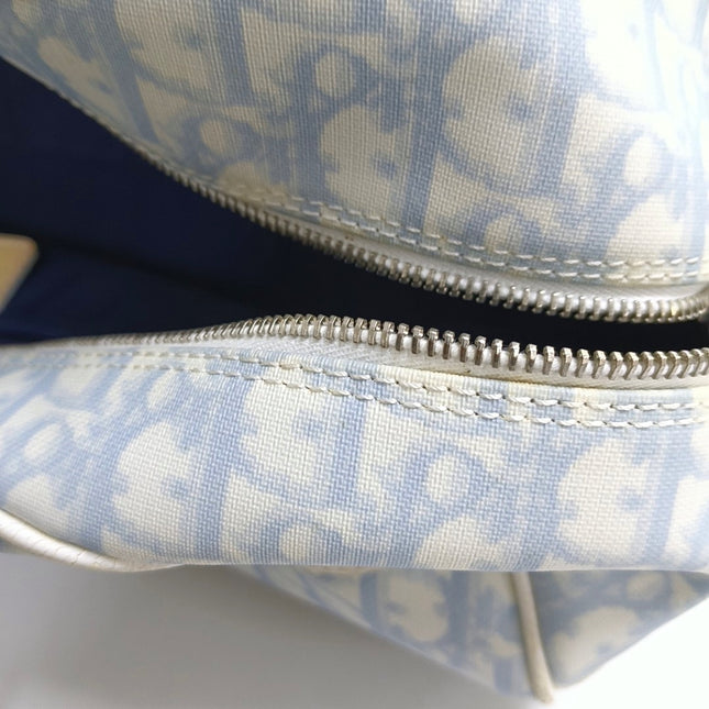 Dior No. 1 Rasta Trotter Bowling Bag Blue Oblique Canvas White Patent Leather