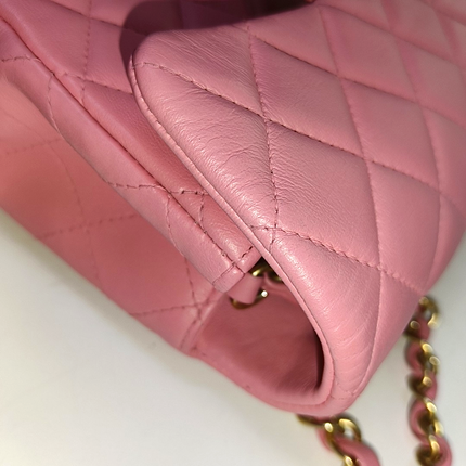 Chanel Classic Flap Rectangular Mini Pink Lambskin Leather Gold Hardware