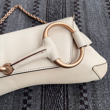 Gucci Horsebit 1955 Large White Leather Shoulder Bag