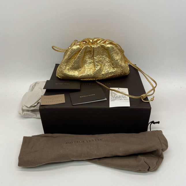 Sold Bottega Veneta Pouch Mini Gold Lambskin Leather Crossbody Bag