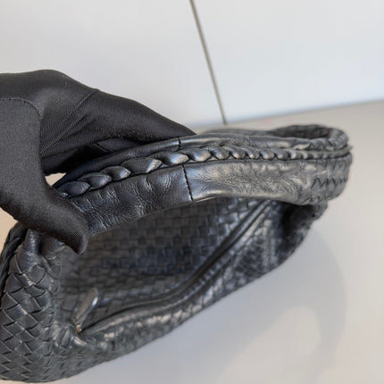 Bottega Veneta Intrecciato Hobo Bag Medium Black Leather 47cm