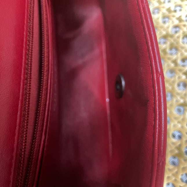 Chanel Classic Flap Mini 2014 Red Lambskin Leather Silver Hardware