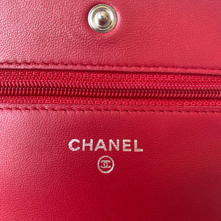 Sold Chanel Wallet On Chains WOC Timeless/ Classic Red Lambskin Leather