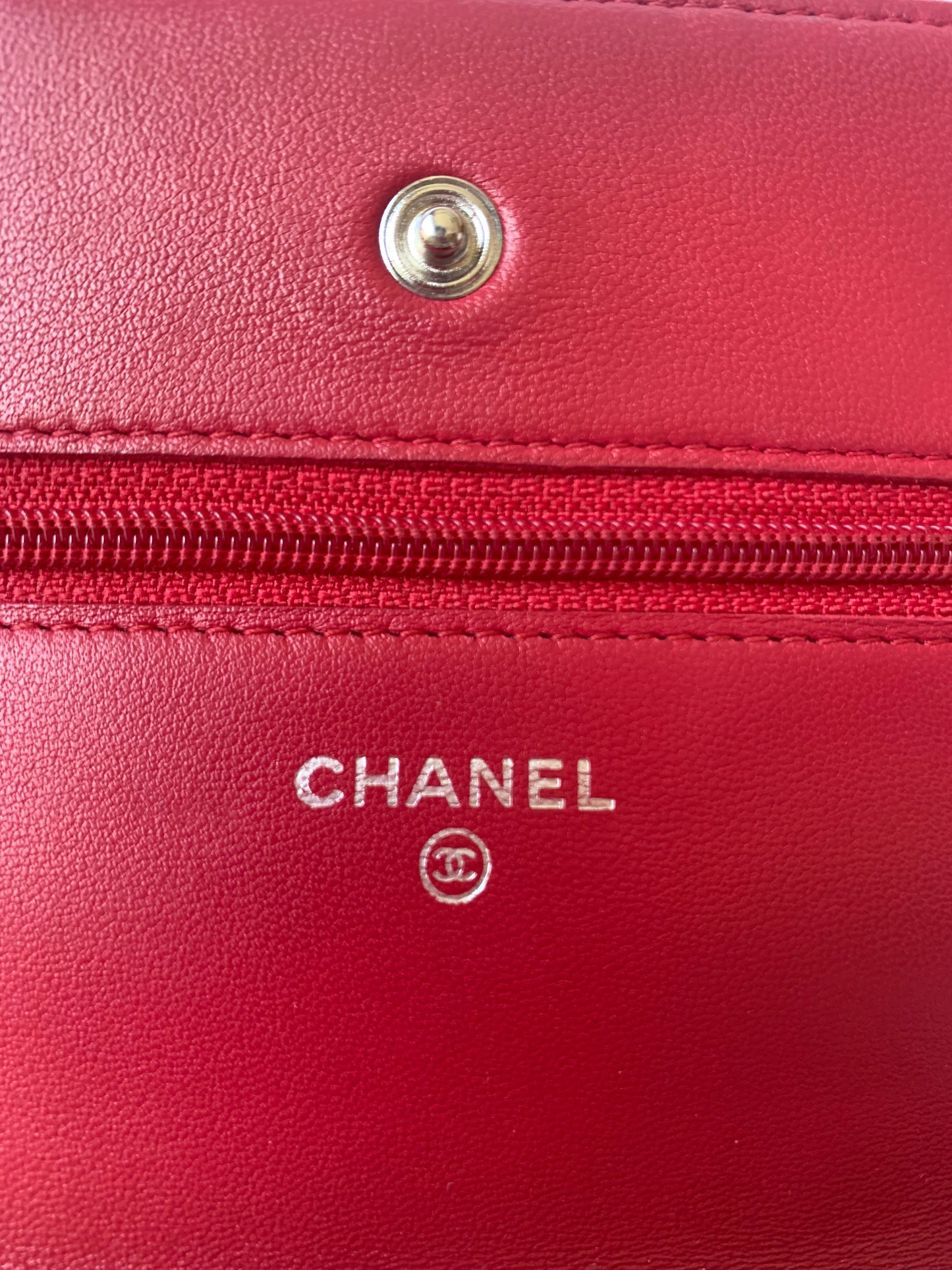 Sold Chanel Wallet On Chains WOC Timeless/ Classic Red Lambskin Leather