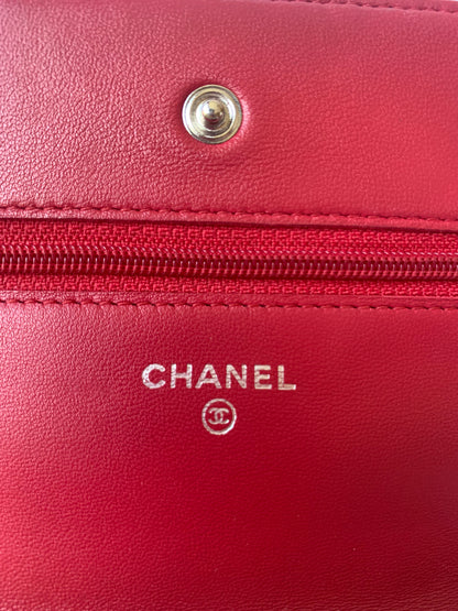 Sold Chanel Wallet On Chains WOC Timeless/ Classic Red Lambskin Leather