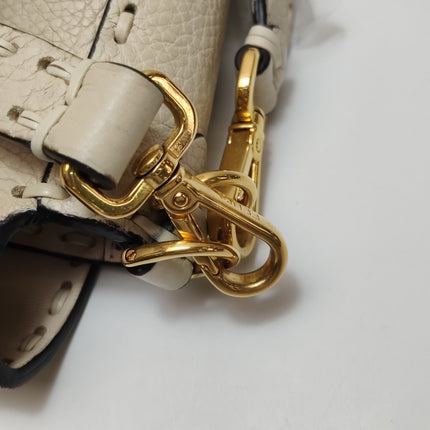 Fendi Baguette Selleria Medium Off White Cream Calfskin Leather Crossbody Bag Medium