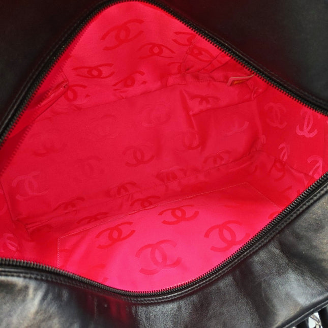 Chanel Cambon Large Black Calfskin Leather Double Strap Handbag