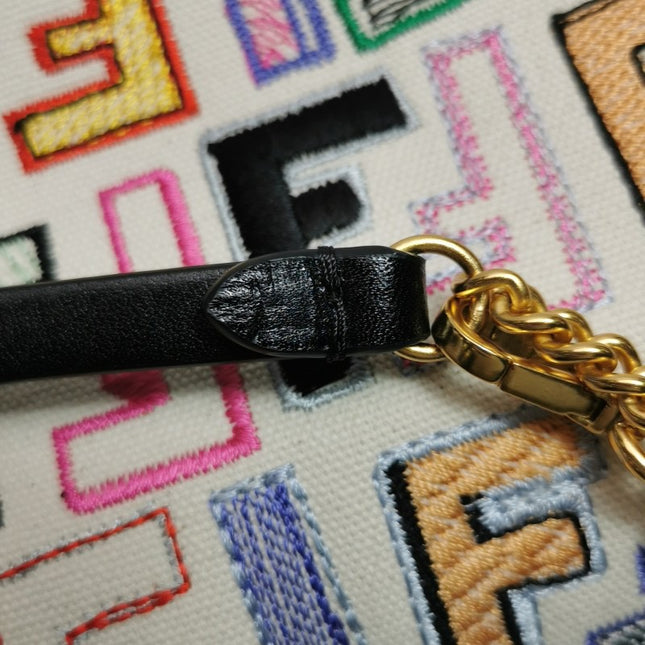 Fendi Baguette Mini Multicolor FF Zucca Canvas Crossbody Bag