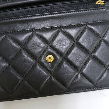 Chanel Wallet on Chain Classic Flap Black Lambskin Leather Gold Hardware