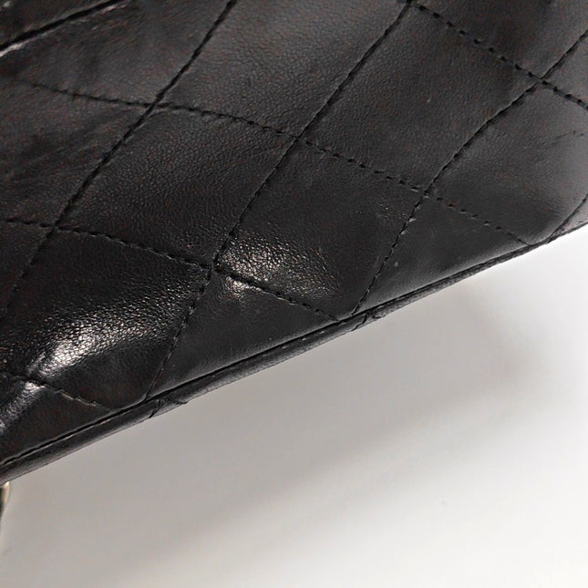 Chanel Timeless Classic Flap Medium 2014 Black Lambskin Leather Silver Hardware