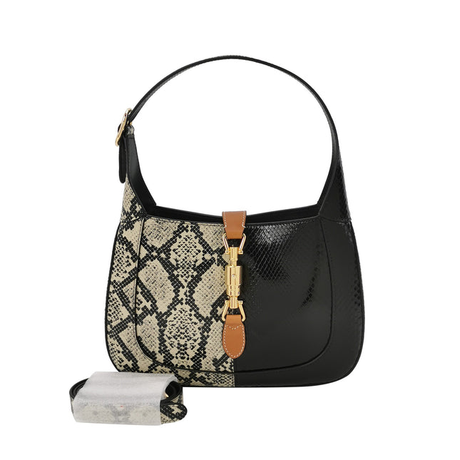 Gucci Jackie 1961 Small Multicolor Calfskin and Python-skin Leather Black With Strap