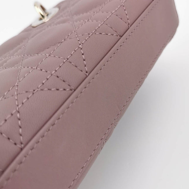 Sold Lady D-Joy Micro Handbag Dark Nude Beige Lambskin Cannage Leather No Strap