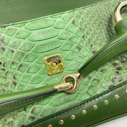 Sold Gucci Horsebit 1955 Green Crocodile Skin Shoulder Bag Large