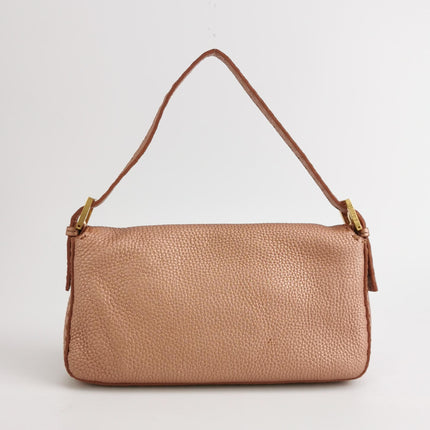 Fendi Baguette Selleria Calfskin Leather Iridescent Metallic Pink Shoulder Bag