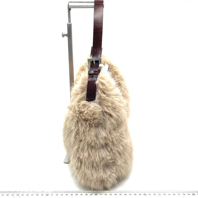 Fendi Baguette Soft Beige Fluffy Fur Shoulder Bag