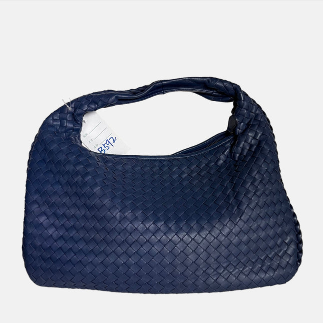Bottega Veneta Veneta Hobo Medium Navy Intrecciato Leather Bag 40cm