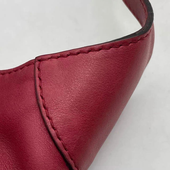 Gucci Jackie Soft Medium Leather Bag Burgundy Red Gold Piston Lock