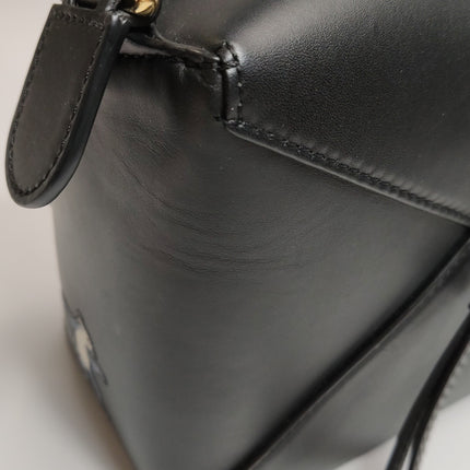 Loewe x Suna Fujita Lemur Puzzle Edge Small Black Leather Crossbody Bag