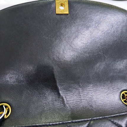 Chanel Diana CC Flap Bag Medium Vintage Black Lambskin Leather with 24k Gold HW, 1991-1994