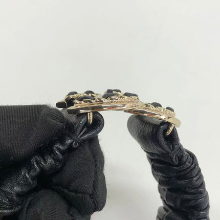 Chanel Hair Band Scrunchie Black Lambskin CC Chain Gold Buckle