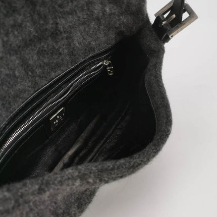 Sold Fendi Baguette Bag Grey Wool Zucca Print Shoulder Bag